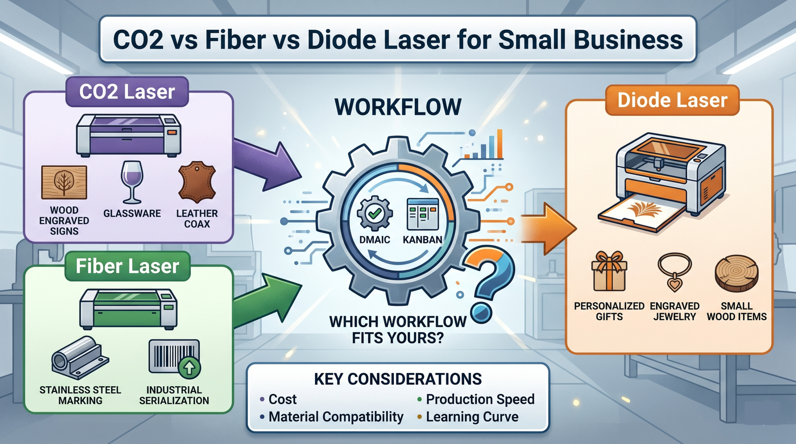 CO2 vs Fiber vs Diode Laser for Small Business
